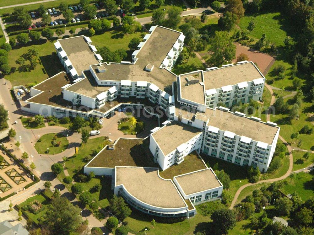 Aerial image Schönebeck - Blick auf die Rehaklinik in Schönebeck, (Betreiber: Waldburg-Zeil Kliniken Rehabilitationsklinik Bad Salzelmen), Badepark 5,39218 Schönebeck (Elbe),Sachsen-Anhalt,Telefon: 03928 / 718-0