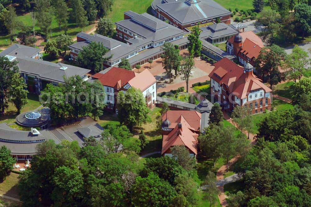 Aerial image Rheinsberg - Blick auf die Rehaklinik Hohenelse der LVA Brandenburg Reha-Klinik Hohenelse,Am Rheinsberger See,16831 Rheinsberg,Tel.: 033931/ 58-0