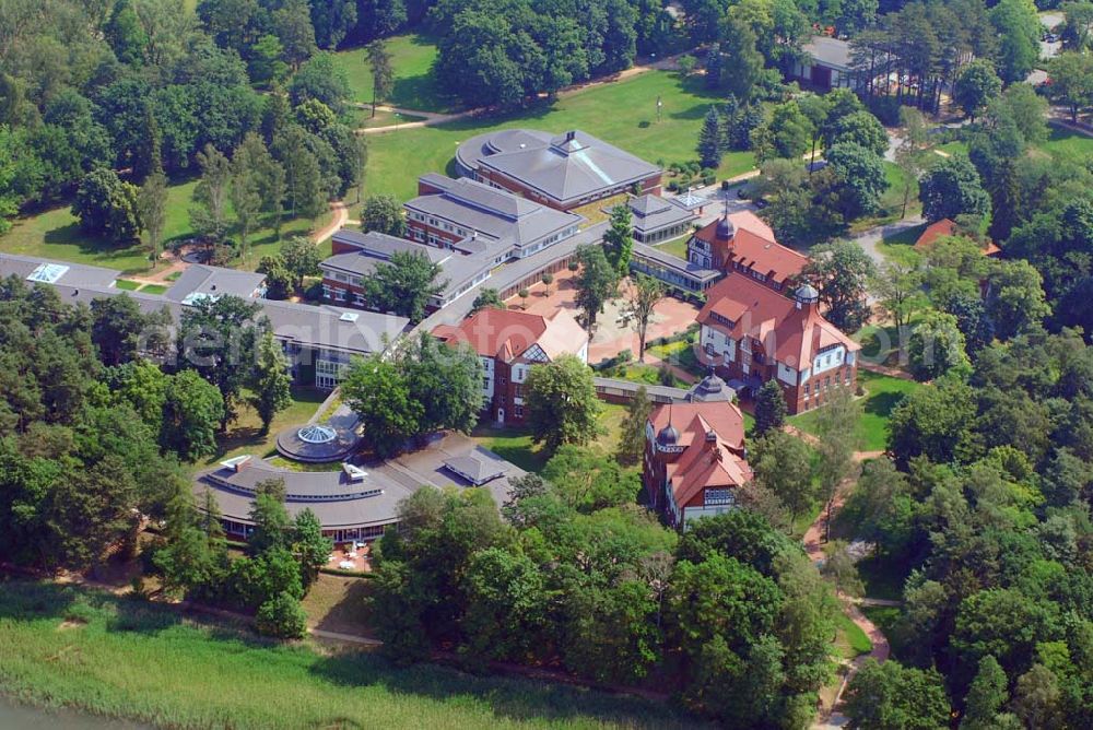 Aerial photograph Rheinsberg - Blick auf die Rehaklinik Hohenelse der LVA Brandenburg Reha-Klinik Hohenelse,Am Rheinsberger See,16831 Rheinsberg,Tel.: 033931/ 58-0