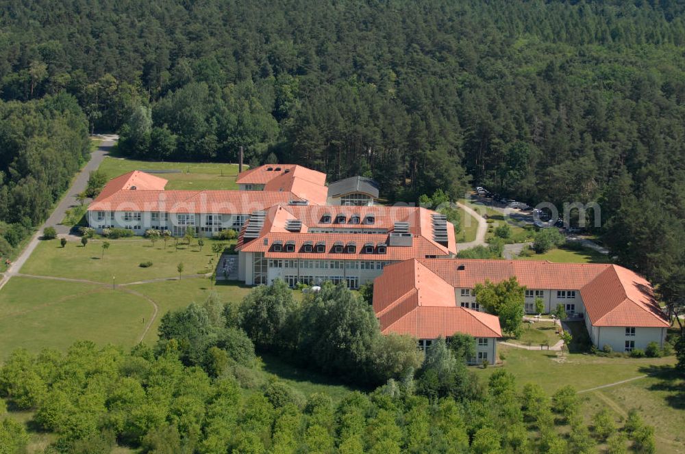 Templin from the bird's eye view: Blick auf die Rehabilitationsklinik / Rehaklinik Uckermark, Fachklinik für Herz-, Kreislauf- und Stoffwechselkrankheiten, an der Dargersdorfer Straße (Buchheide) BB. View onto the rehabilitation / rehab clinic Uckermark.