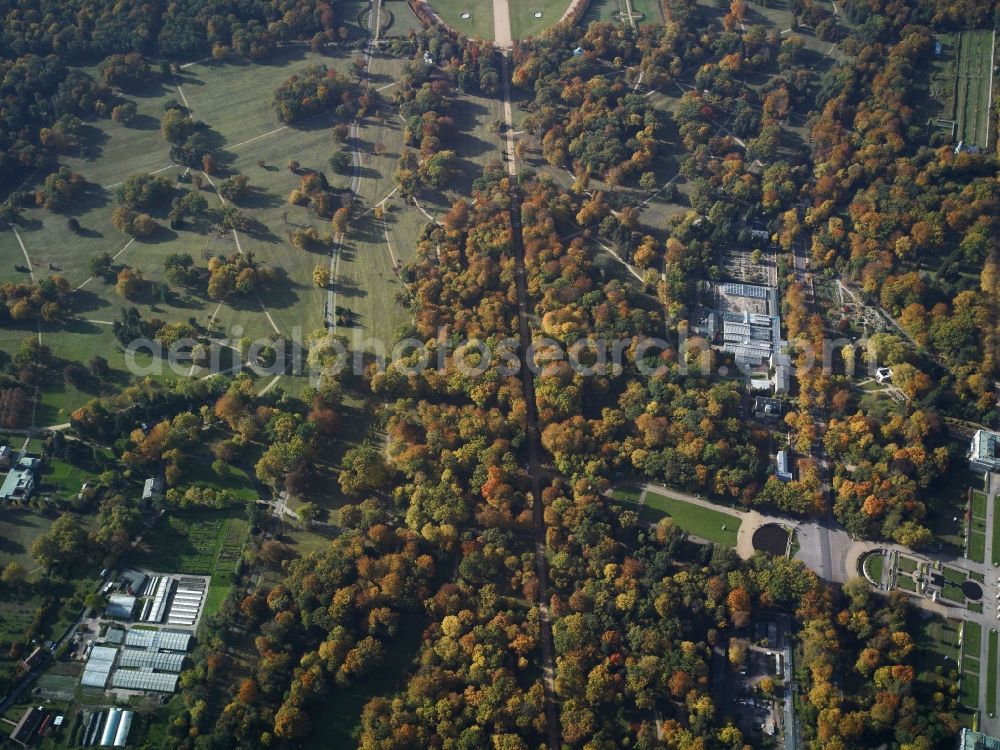 Potsdam from above - View of the garden Rehgarten in Potsdam in the state Brandenburg