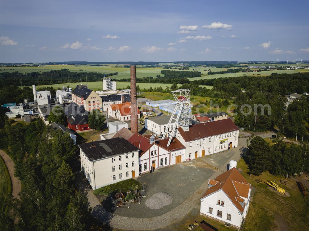 Freiberg from the bird's eye view: The Himmelfahrt Fundgrube is a former ore mine in Freiberg. Since 2019 it has been part of the UNESCO World Heritage Erzgebirge Mining Region, in Freiberg in the state of Saxony, Germany