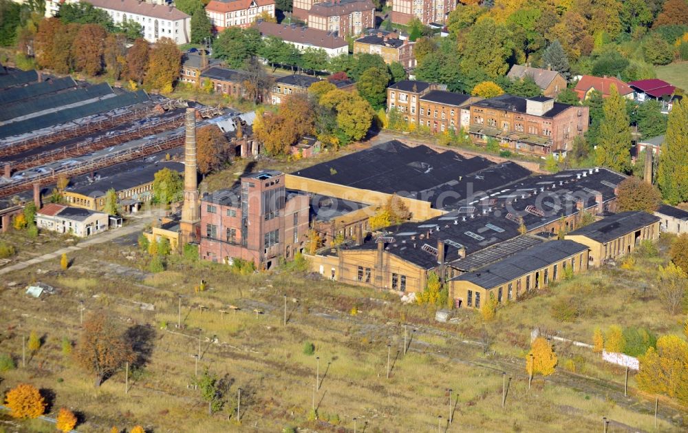 Magdeburg from above - View of the German State Railways Ausbesserungswerk Salbke in Magdeburg in the state Saxony-Anhalt. The RAW Salbke has been a repairation factory of the German State Railways in the district Salbke of Magdeburg