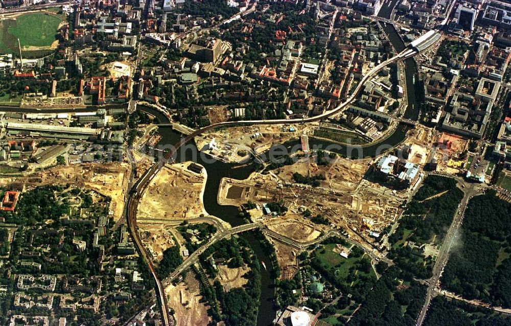 Aerial photograph Berlin - Reichstagsumbau und Spreebogen