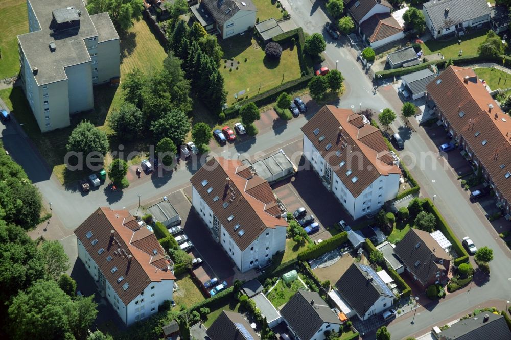 Bönen from the bird's eye view: Terraced house of MARKUS GEROLD ENTERPRISE GROUP Im Hasenwinkel in Boenen in the state North Rhine-Westphalia