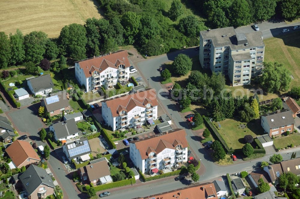 Bönen from the bird's eye view: Terraced house of MARKUS GEROLD ENTERPRISE GROUP Im Hasenwinkel in Boenen in the state North Rhine-Westphalia