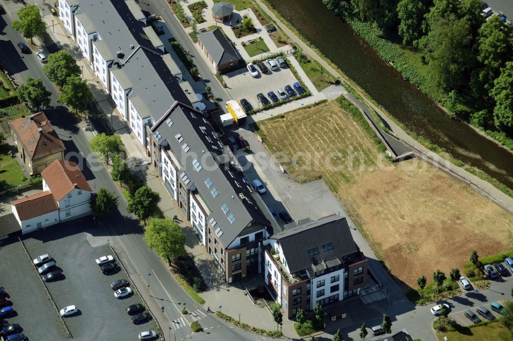 Menden (Sauerland) from the bird's eye view: Terraced house of MARKUS GEROLD ENTERPRISE GROUP Am Hoenneufer in Menden (Sauerland) in the state North Rhine-Westphalia