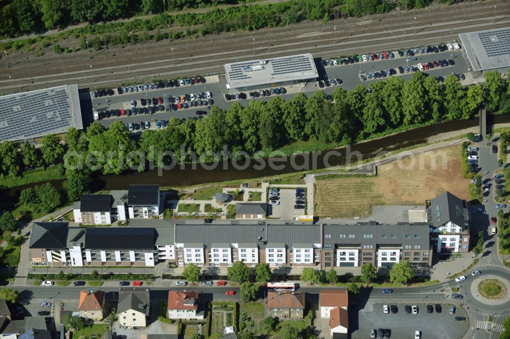 Menden (Sauerland) from above - Terraced house of MARKUS GEROLD ENTERPRISE GROUP Am Hoenneufer in Menden (Sauerland) in the state North Rhine-Westphalia