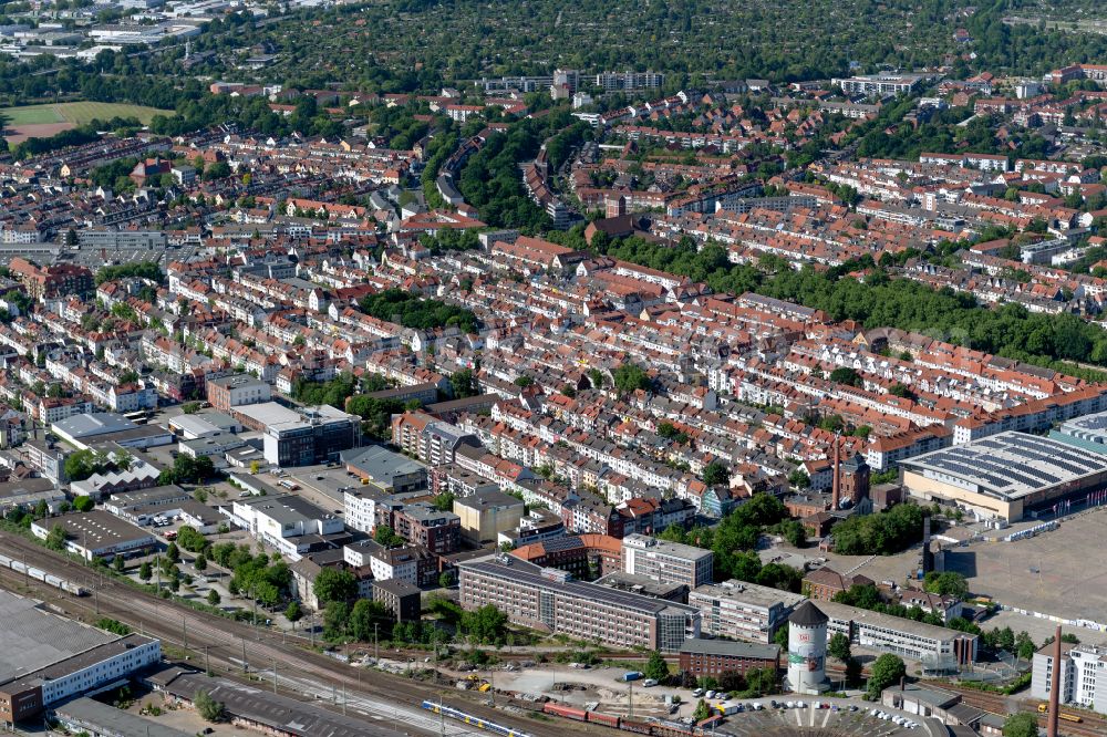 Aerial image Bremen - Residential area a row house settlement Findorff-Buergerweide in the district Findorff-Buergerweide in Bremen, Germany