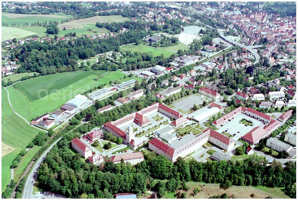 Ellwangen from above - 25.07.2004 Blick auf die Reinhardt-Kaserne Ellwangen Anschrift: Reinhardt-Kaserne Ellwangen, Hohenstaufenstraße 2a 73477 Ellwangen, Tel: 07961 94-0