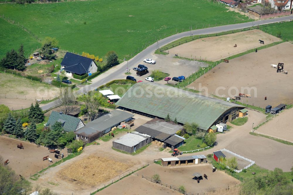 Mehrow from above - Blick auf das Gelände der Reitschule Am Walde in 16356 Mehrow. View of the grounds of the riding school in Mehrow.