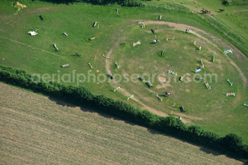 Lohbarbek from the bird's eye view: Equestrian training ground and tournament training gallery in Lohbarbek in the state Schleswig-Holstein