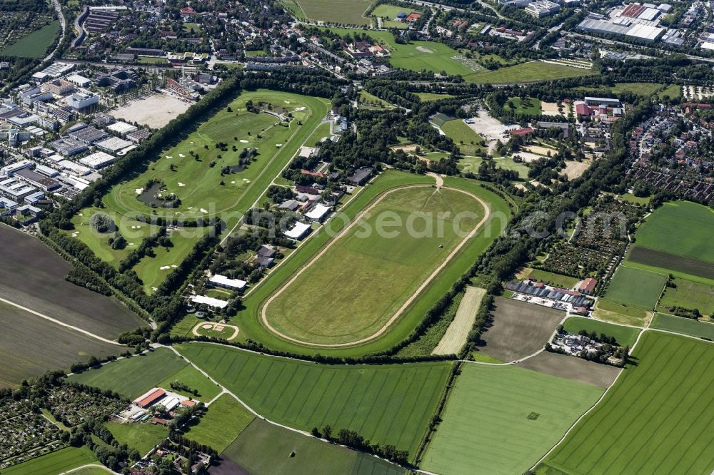 Aerial photograph München - Equestrian training ground and tournament training gallery in Munich Riem in the state Bavaria, Germany