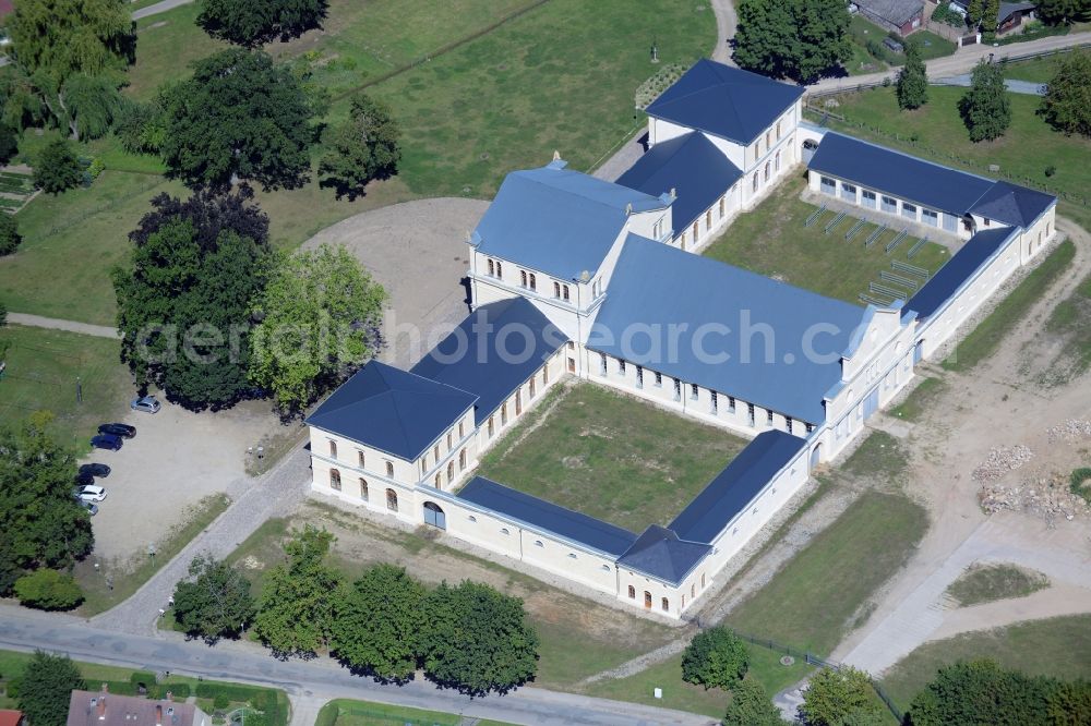 Basedow from above - Building of stables in Basedow in the state Mecklenburg - Western Pomerania