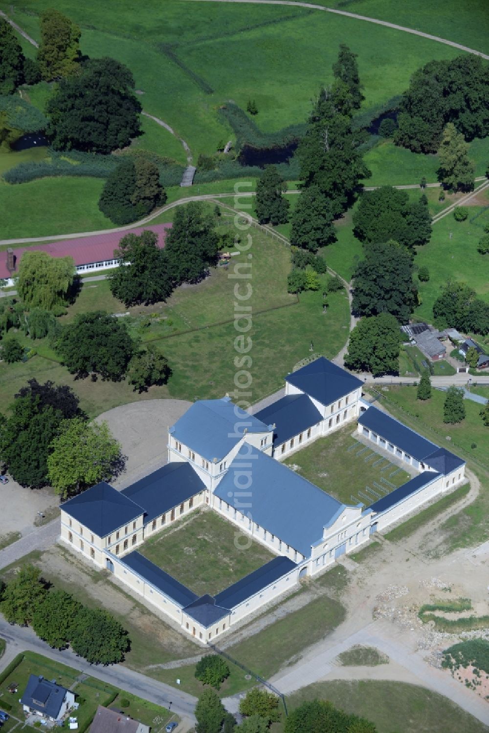 Aerial image Basedow - Building of stables in Basedow in the state Mecklenburg - Western Pomerania