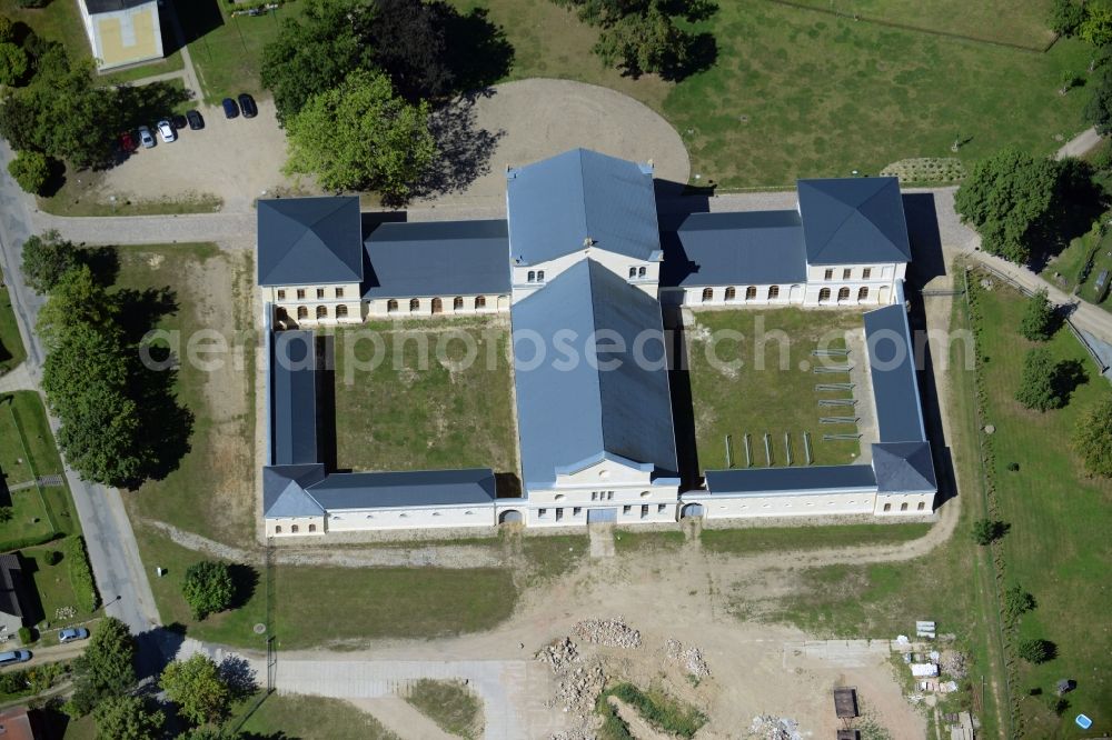 Basedow from above - Building of stables in Basedow in the state Mecklenburg - Western Pomerania