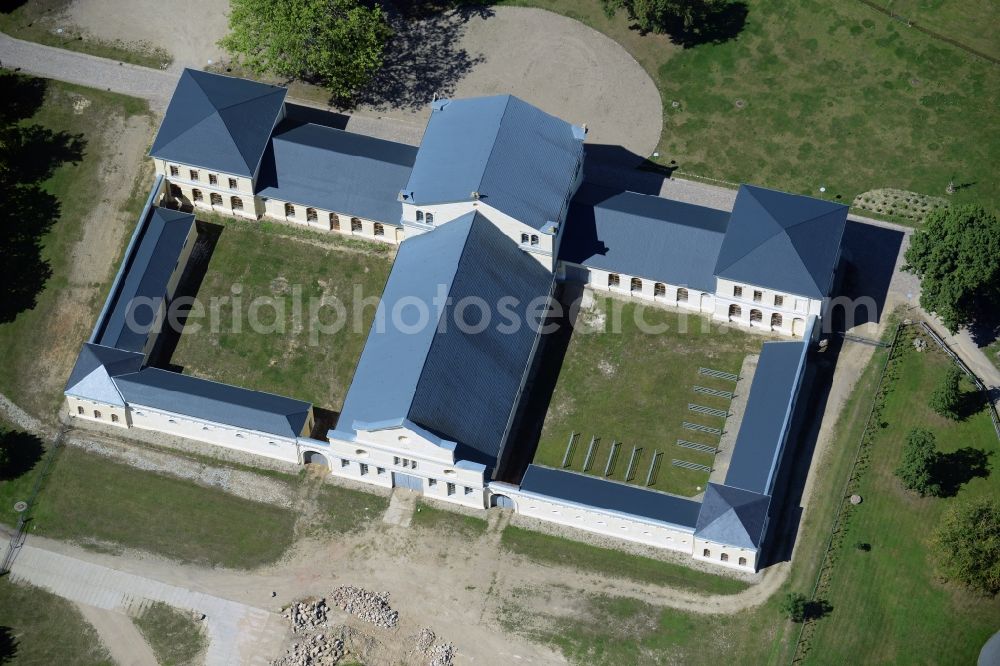 Basedow from the bird's eye view: Building of stables in Basedow in the state Mecklenburg - Western Pomerania