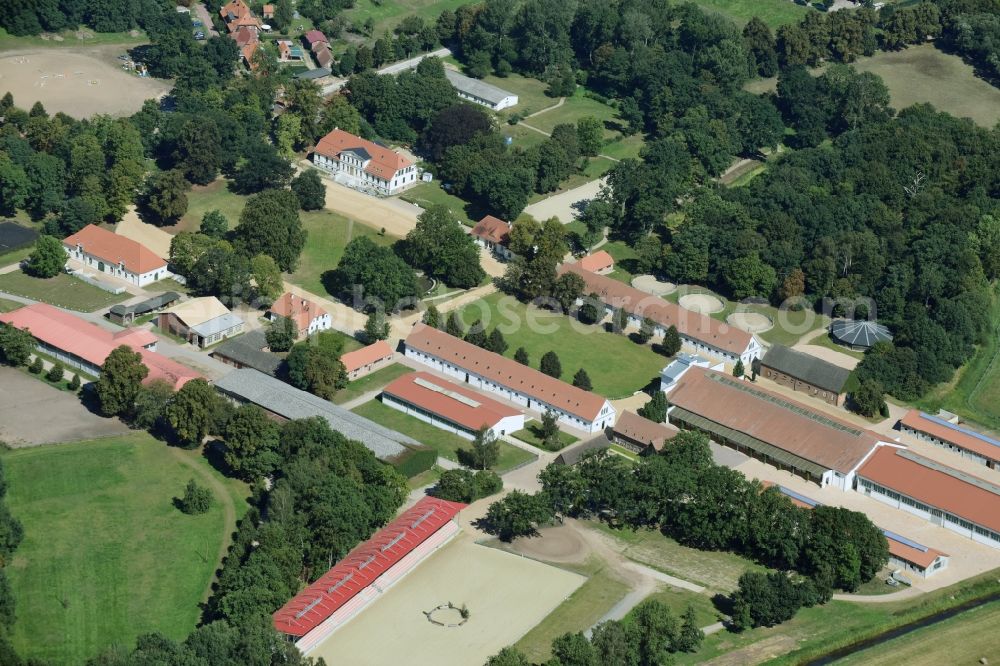 Redefin from the bird's eye view: Building of stables on the area of State Stud Redefin in Redefin in the state Mecklenburg - Western Pomerania