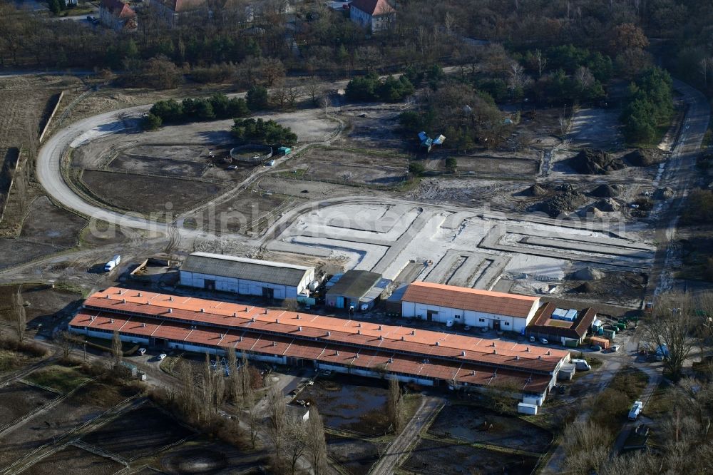 Aerial photograph Berlin - Building of stables on Gelaende of Trabrennbahn Karlshorst in Berlin, Germany