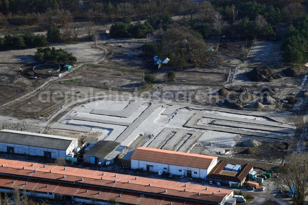 Berlin from above - Building of stables on Gelaende of Trabrennbahn Karlshorst in Berlin, Germany