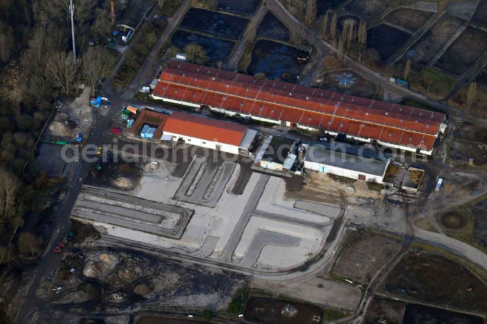 Aerial photograph Berlin - Building of stables on Gelaende of Trabrennbahn Karlshorst in Berlin, Germany