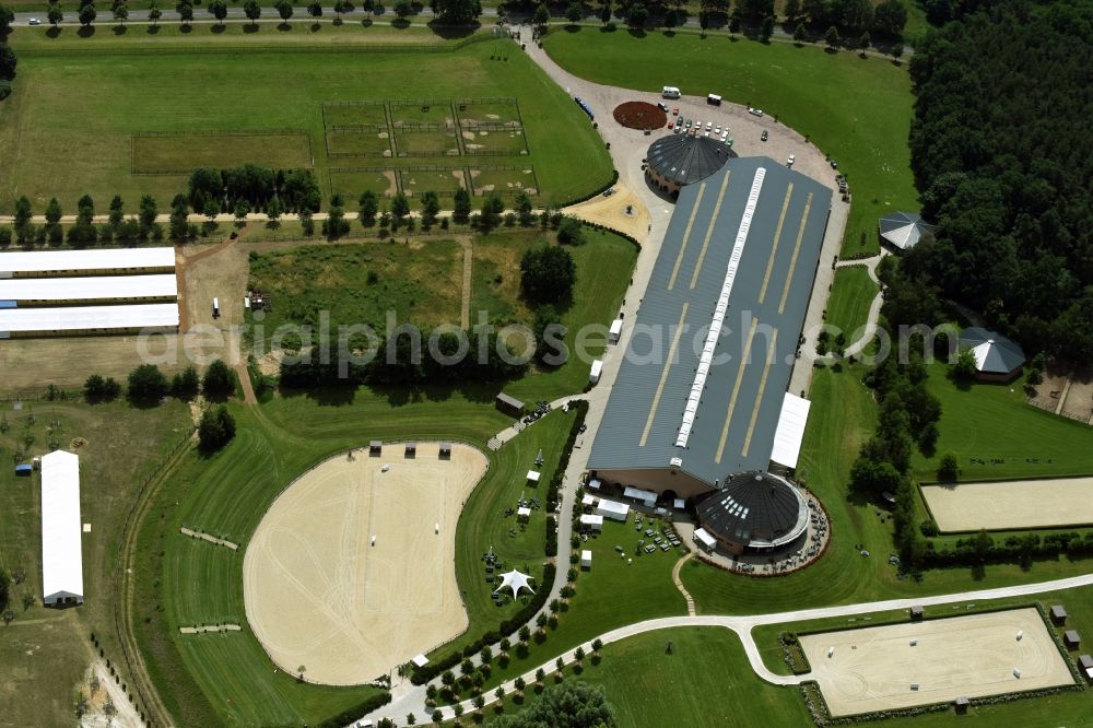 Werder (Havel) from the bird's eye view: Building of stables Gestuet Bonhomme in Werder (Havel) in the state Brandenburg