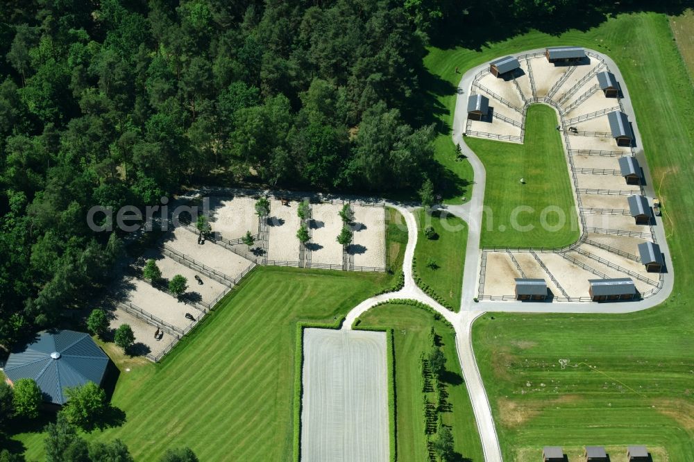 Aerial photograph Werder (Havel) - Building of stables Gestuet Bonhomme in Werder (Havel) in the state Brandenburg