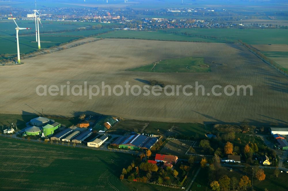 Aerial photograph Altentreptow - Riding stable - riding stable - Marstall and agricultural plants in the autumnal Altentreptow in the federal state of Mecklenburg-Vorpommern, Germany