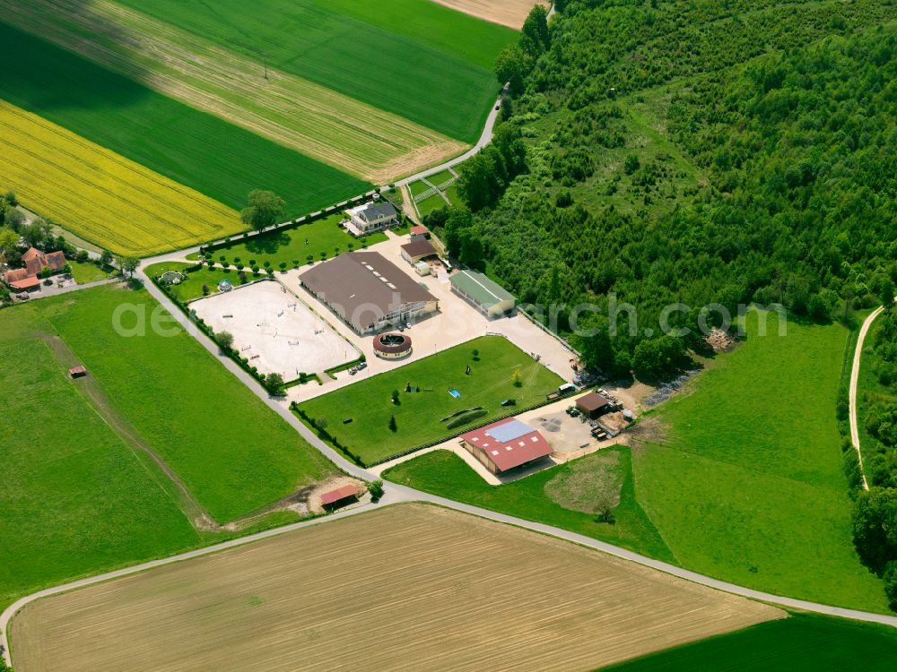 Aerial photograph Heiligkreuztal - Building of stables of MSM Marschall Sportpferde Management GmbH in Heiligkreuztal in the state Baden-Wuerttemberg, Germany