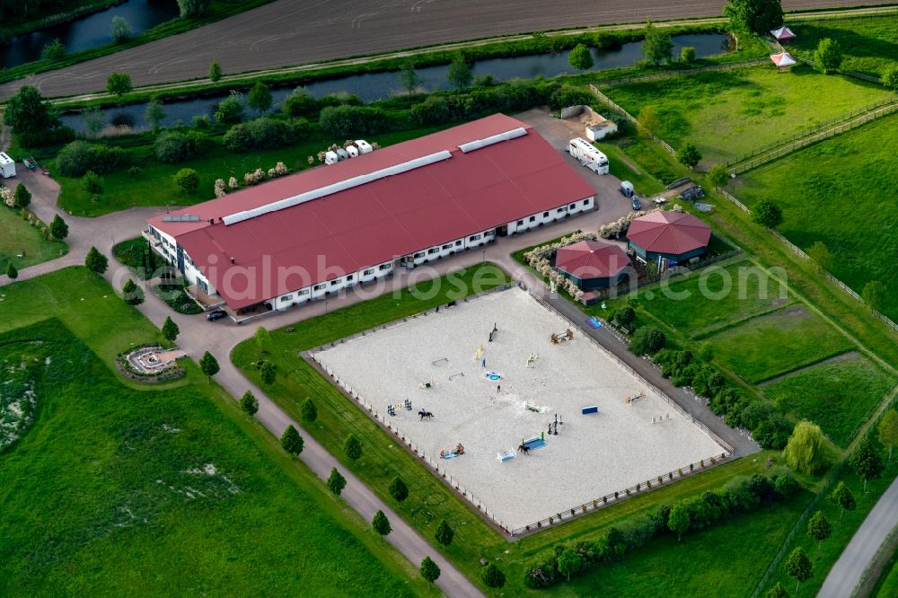 Neuried from above - Building of stables in Neuried in the state Baden-Wurttemberg, Germany