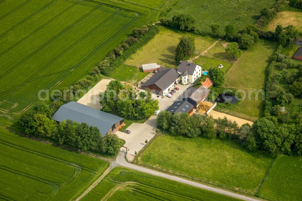 Hamm from the bird's eye view: Building of stables on Oberallener Weg in Hamm in the state North Rhine-Westphalia, Germany