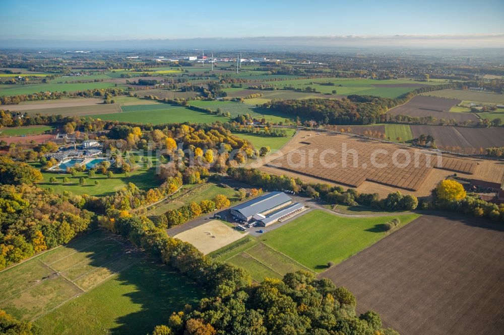 Aerial image Hamm - Building of stables of the horseclub Pelkum e. V. in Hamm in the state North Rhine-Westphalia