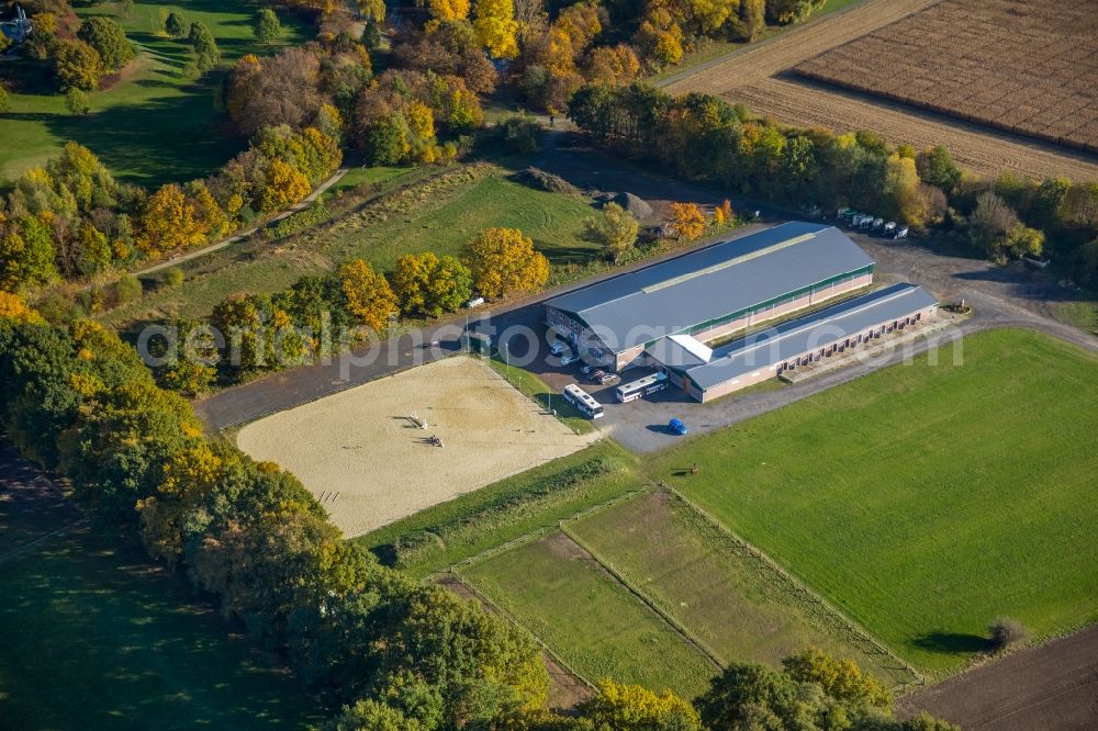 Aerial photograph Hamm - Building of stables of the horseclub Pelkum e. V. in Hamm in the state North Rhine-Westphalia