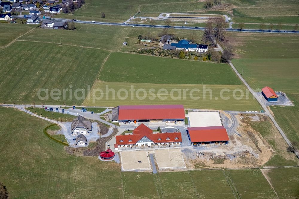 Aerial photograph Altenbüren - Building of stables Reitsportanlage Neue Herrlichkeit in Altenbueren at Sauerland in the state North Rhine-Westphalia, Germany