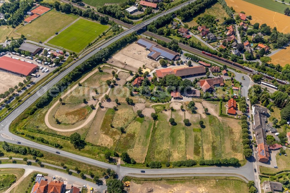 Aerial photograph Vadrup - Building of stables Reiten and Fahren Schulze Hobbeling in Vadrup in the state North Rhine-Westphalia, Germany