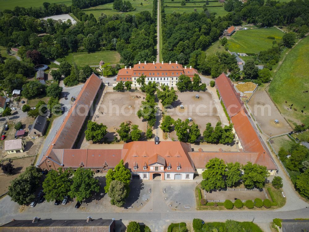 Graditz from the bird's eye view: Building of stables of Gestuet Graditz GmbH on street Gestuetsstrasse in Graditz in the state Saxony, Germany