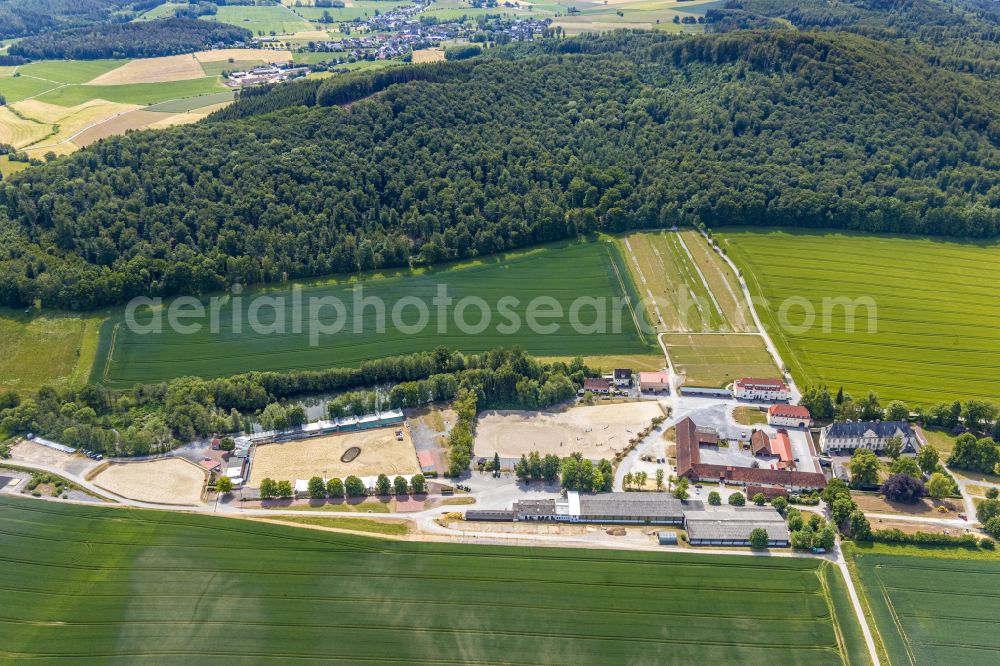 Aerial image Balve - Building of stables - Equestrian club on street Wocklumer Allee in Balve in the state North Rhine-Westphalia, Germany