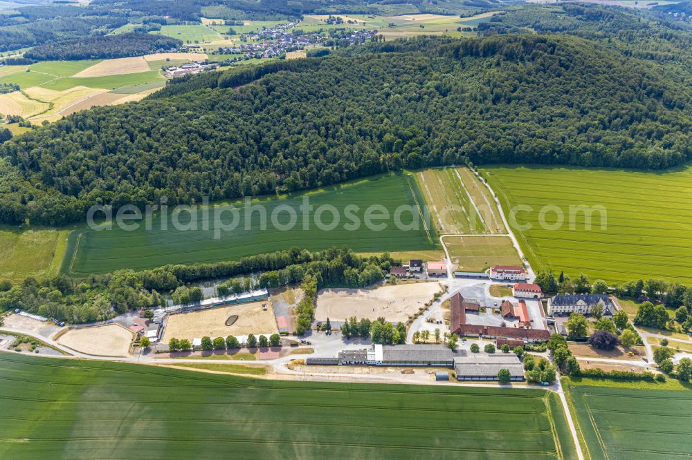 Aerial photograph Balve - Building of stables - Equestrian club on street Wocklumer Allee in Balve in the state North Rhine-Westphalia, Germany