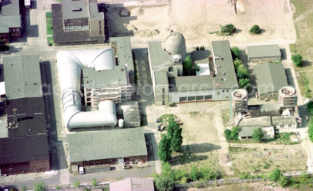 Aerial image Berlin-Adlershof - Rekonstruierte Luftfahrtforschungsstätte am ehem. Flugplatz Johannisthal auf dem Forschungs- und Gewerbeentwicklungsgebiet WISTAS in Berlin-Adlershof an der Rudower Chaussee.