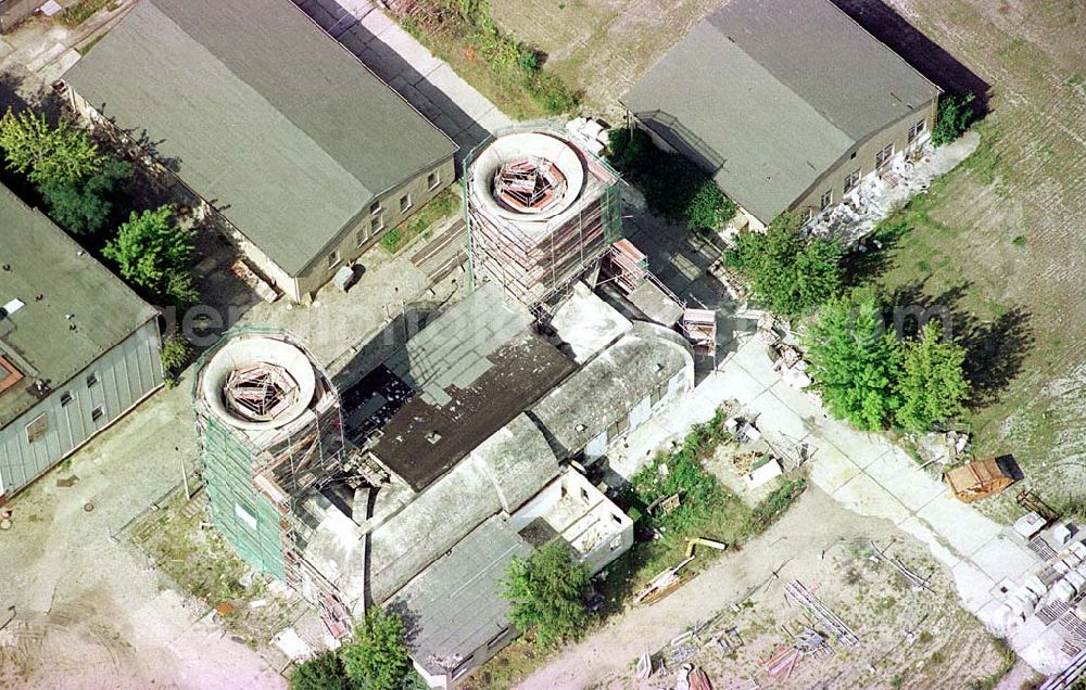 Berlin-Adlershof from above - Rekonstruierte Luftfahrtforschungsstätte am ehem. Flugplatz Johannisthal auf dem Forschungs- und Gewerbeentwicklungsgebiet WISTAS in Berlin-Adlershof an der Rudower Chaussee.