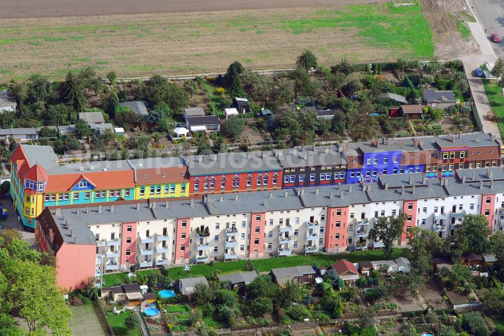 Magdeburg from above - Blick auf die rekonstruierte Neubausiedlung in der Braunschweigerstraße/ Otto-Richter-Straße in Magdeburg-Sudenburg.