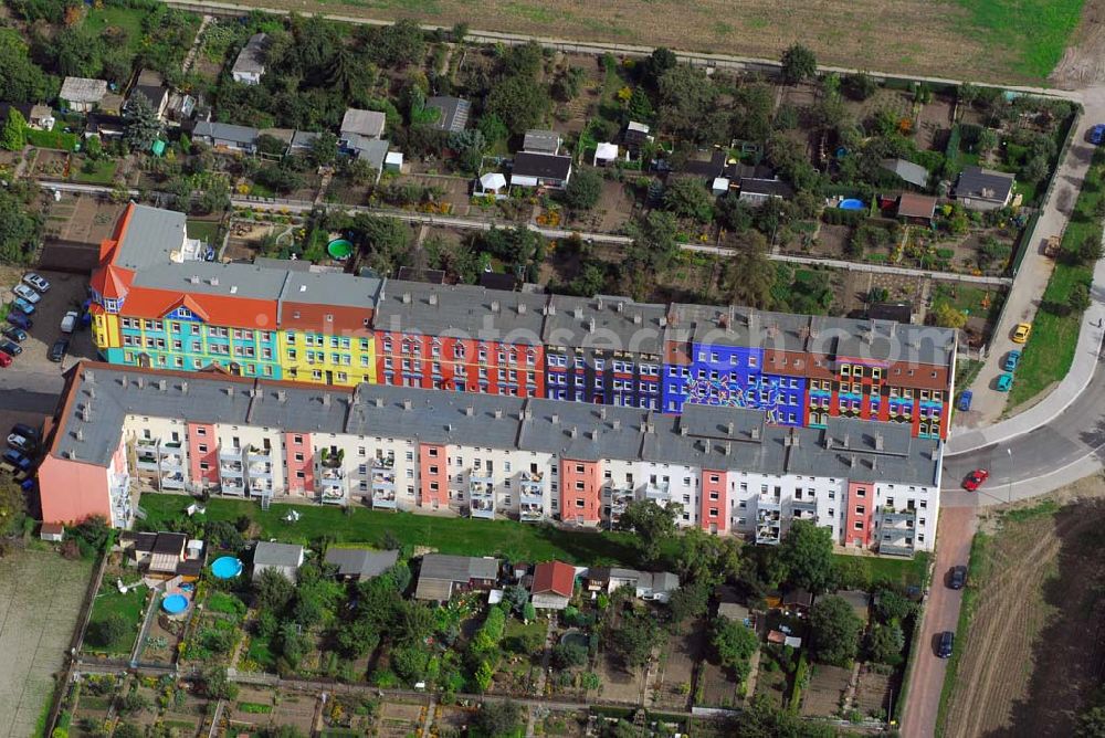 Aerial image Magdeburg - Blick auf die rekonstruierte Neubausiedlung in der Braunschweigerstraße/ Otto-Richter-Straße in Magdeburg-Sudenburg.