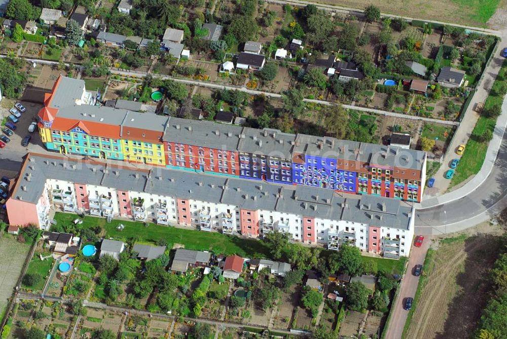 Aerial photograph Magdeburg - Blick auf die rekonstruierte Neubausiedlung in der Braunschweigerstraße/ Otto-Richter-Straße in Magdeburg-Sudenburg.