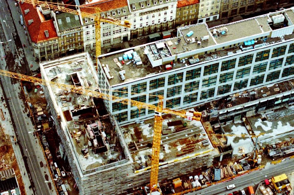 Aerial photograph Berlin - 12.02.1995 Rekonstruktion Hotel Metropol an der Friedrichstraße