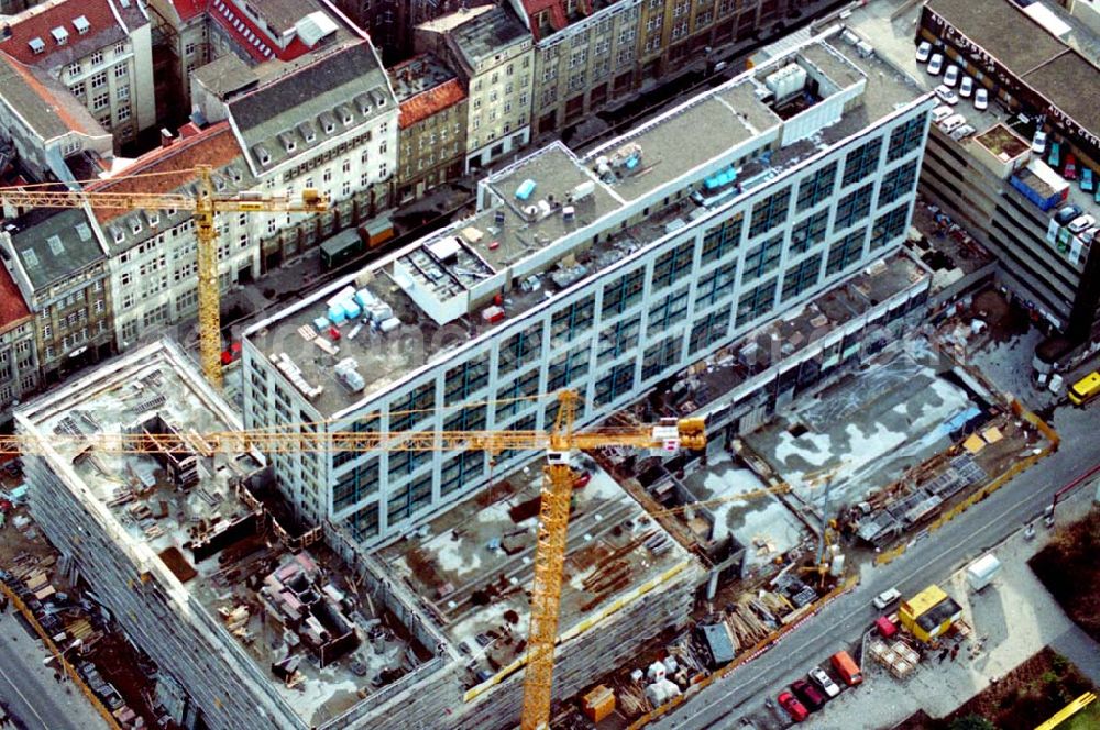 Aerial photograph Berlin - 12.02.1995 Rekonstruktion Hotel Metropol an der Friedrichstraße