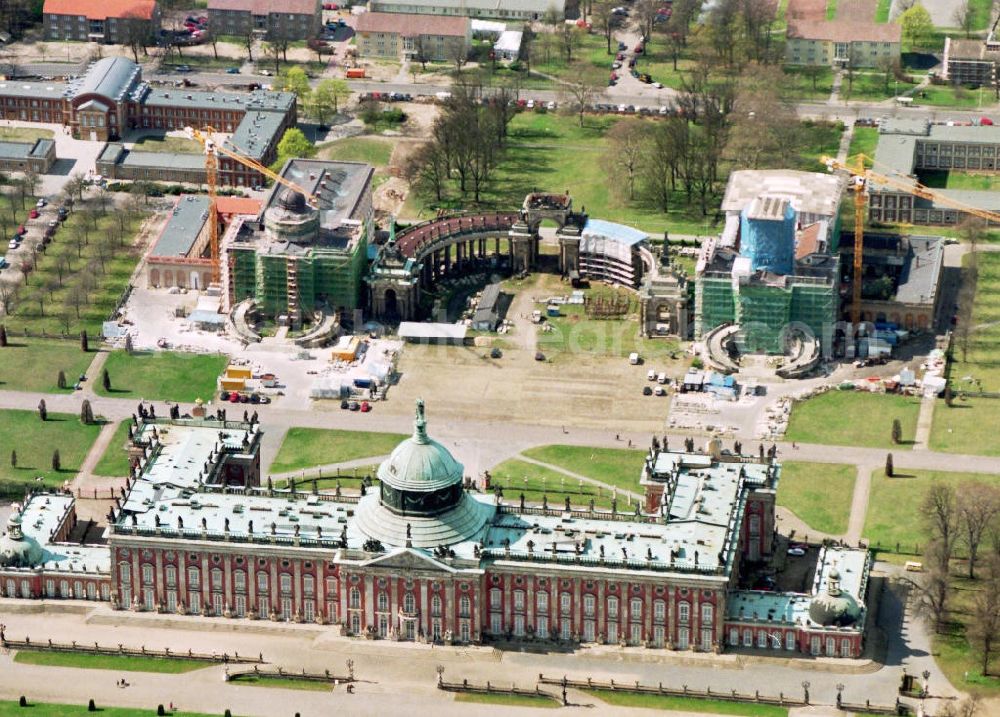 Aerial photograph Potsdam - Rekonstruktion des Neuen Palais in Potsdam.