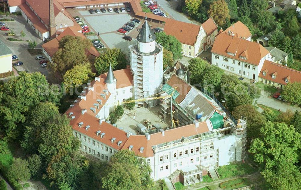 Wiesenburg / BRB from the bird's eye view: Rekonstruktion des Schloß Wiesenburg in Wiesenburg (westl. von Belzig) in Brandenburg