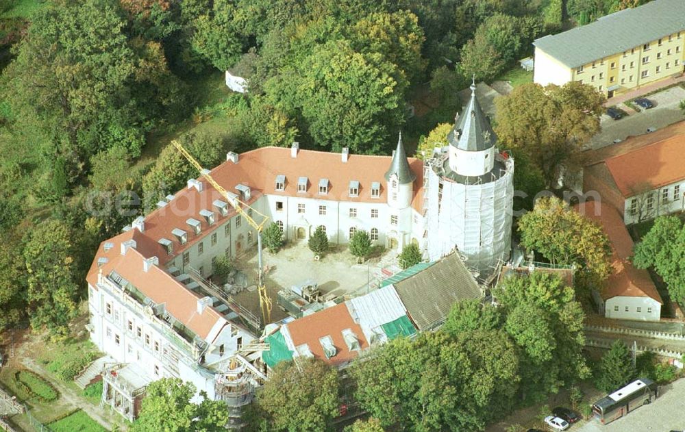 Wiesenburg / BRB from the bird's eye view: Rekonstruktion des Schloß Wiesenburg in Wiesenburg (westl. von Belzig) in Brandenburg