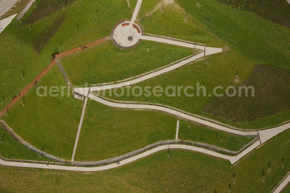 Dortmund Hörde from above - Recultivated dump on the bank of the Phoenix - Lake in the district of Hoerde in Dortmund in North Rhine-Westphalia