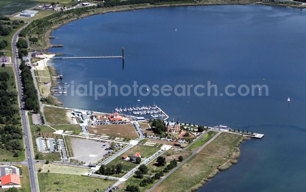 Bitterfeld from above - View of the reclamation area on Bernsteinsee in Bitterfeld